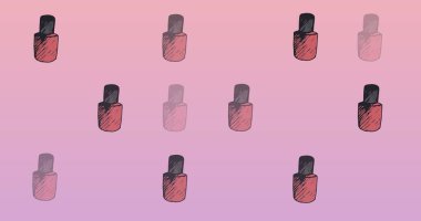 Pembe arka planda tekrarlanan oje bileşimi. moda ve güzellik aksesuarları arka plan desen konsepti dijital görüntü.