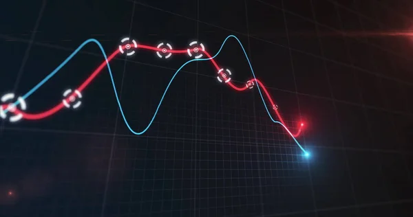 Image Traitement Des Données Financières Deux Lignes Avec Point Lumineux — Photo