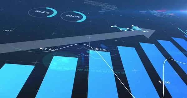 Imagem Processamento Dados Financeiros Seta Apontando Para Cima Estatísticas Conceito — Fotografia de Stock