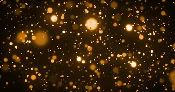 Afbeelding Van Gloeiende Gouden Lichtvlekken Hypnotiserende Beweging Bruine Achtergrond Licht — Stockfoto