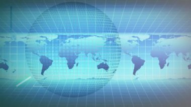 Dünya üzerindeki dijital arayüz verilerinin animasyonu. küresel bağlantılar, iş dünyası, dijital arayüz, teknoloji ve ağ konsepti dijital olarak oluşturulmuş video.