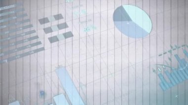 Beyaz arka plandaki istatistiklerin canlandırması. küresel bağlantılar, dijital arayüz, teknoloji ve ağ konsepti dijital olarak oluşturulmuş video.