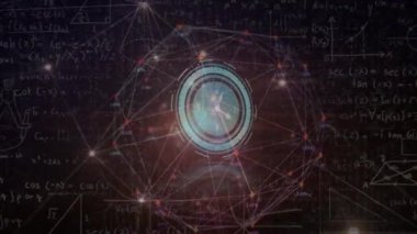 Bağlantı ağı ile saatin animasyonu. küresel bilim, dijital arayüz, teknoloji ve ağ konsepti dijital olarak oluşturulmuş video.