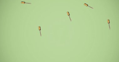 Yeşil arka planda dudak parlatıcısının canlandırılması tekrarlandı. moda ve güzellik aksesuarları arka plan desen konsepti dijital animasyon.