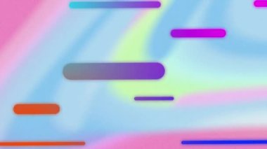 Renkli kapsül şekillerinin animasyonu pastel pembe, sarı ve mavi girdaplar üzerinde hareket ediyor. renk ve hareket arka plan şablonu kavramı, dijital olarak oluşturulmuş video.