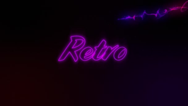 Animace Textu Retro Růžovém Neonu Růžovými Červenými Světelnými Stopami Černém — Stock video