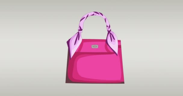 Animación Texto Moda Bolso Sobre Fondo Gris Moda Accesorios Fondo — Vídeos de Stock