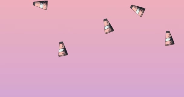 奶油的动画在粉色背景上反复出现 时尚与美容配件背景图概念数码动画 — 图库视频影像