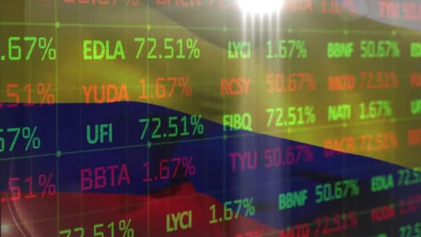 Animazione Del Trattamento Dei Dati Finanziari Bandiera Della Colombia Finanze — Video Stock