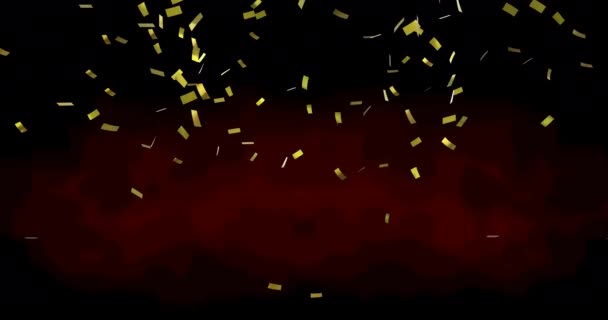 Animasi Emas Confetti Mengambang Atas Latar Belakang Hitam Konsep Pesta — Stok Video