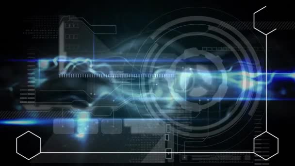 Animación Del Marco Con Alcance Procesamiento Datos Conexiones Globales Interfaz — Vídeos de Stock