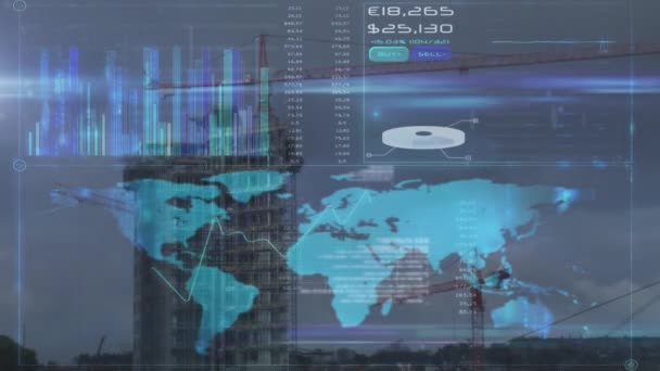 Animazione Dell Elaborazione Dei Dati Sul Cantiere Sviluppo Globale Business — Video Stock