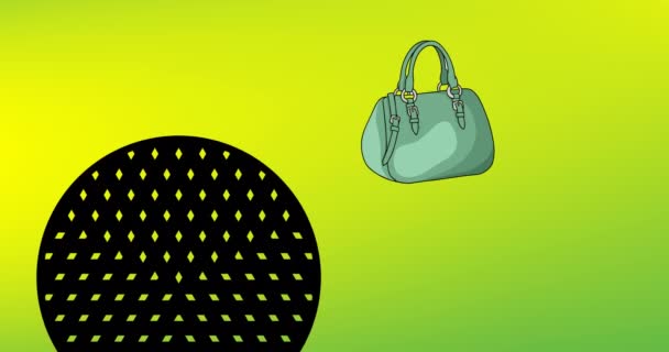 Bolso Texto Animación Venta Sobre Fondo Verde Moda Belleza Accesorios — Vídeos de Stock