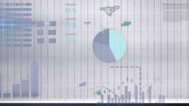 Animace Statistiky Bílém Pozadí Globální Připojení Digitální Rozhraní Koncept Technologie — Stock video