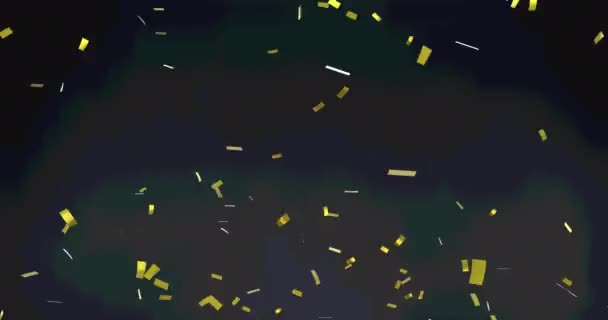 Animatie Van Gouden Confetti Zwevend Zwarte Achtergrond Feest Feestconcept Digitaal — Stockvideo