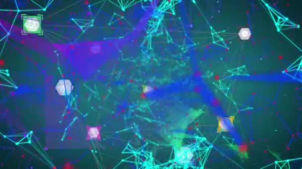 Анімація Мереж Язків Піктограмами Зеленому Фоні Глобальна Освіта Цифровий Інтерфейс — стокове відео
