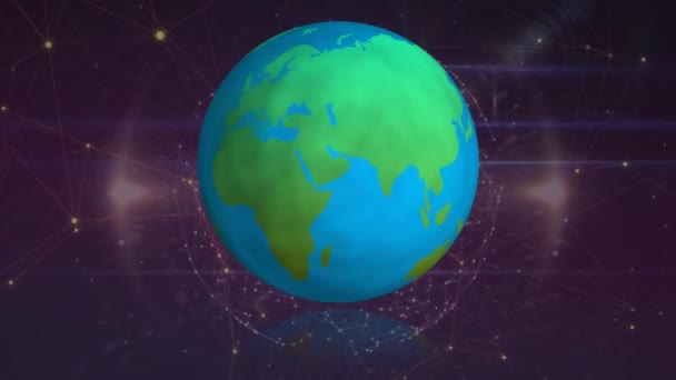 Animáció Földgömb Hálózaton Keresztül Kapcsolatok Globális Kapcsolatok Digitális Felület Technológia — Stock videók
