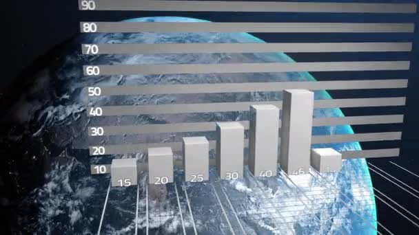 Animation Von Datenverarbeitung Und Statistiken Über Den Globus Globale Verbindungen — Stockvideo