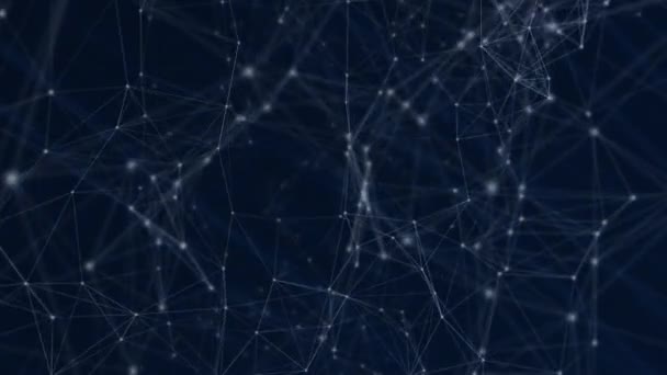 Animation du réseau de connexions sur fond sombre. connexions mondiales, affaires, interface numérique, technologie et concept de réseautage vidéo générée numériquement.