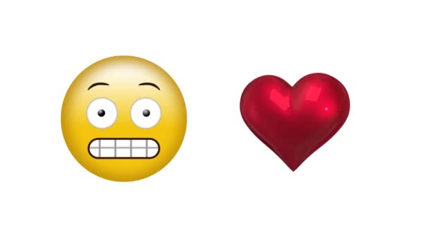 Animation Heart Social Media Emoji Εικονίδια Πάνω Από Λευκό Φόντο — Αρχείο Βίντεο
