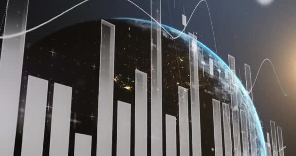 Animación Estadísticas Procesamiento Datos Financieros Todo Mundo Negocio Global Interfaz — Vídeos de Stock