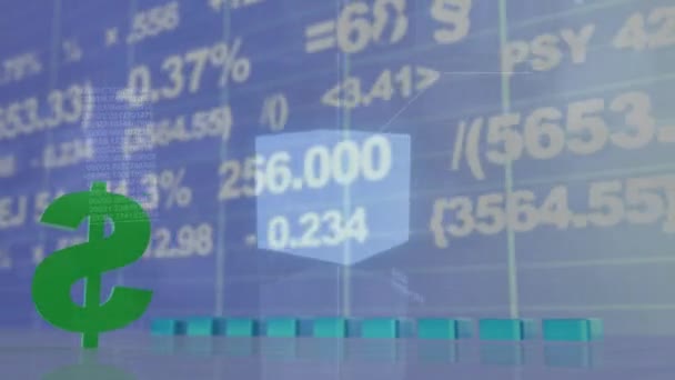 Animación Datos Interfaz Digital Fondo Azul Conexiones Globales Negocios Interfaz — Vídeos de Stock