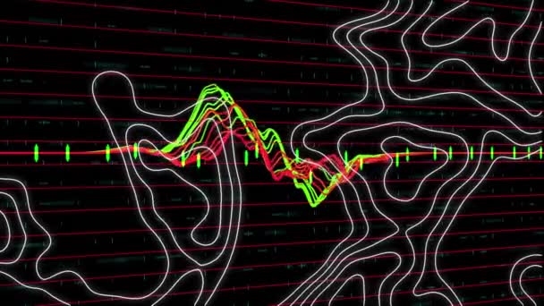 Animazione Linee Bianche Attraverso Elaborazione Dei Dati Interfaccia Digitale Globale — Video Stock