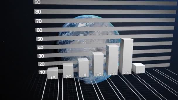 Animatie Van Gegevensverwerking Statistieken Hele Wereld Wereldwijde Verbindingen Zakelijke Digitale — Stockvideo