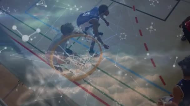 Animation Réseau Connexions Sur Les Joueurs Basket Ball Sport Mondial — Video