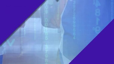 Mor dikdörtgenlerin animasyonu ve basketbol oynayan erkeklerin veri işlemesi. spor, iletişim ve dijital arayüz kavramı, dijital olarak oluşturulmuş video.