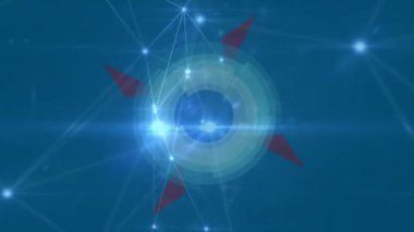 Mavi arka planda bağlantı ağları ve tarama alanlarının animasyonu. küresel bağlantılar, dijital arayüz ve teknoloji konsepti dijital olarak oluşturulmuş video.
