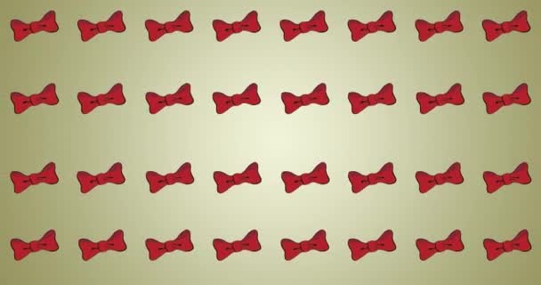 Animation Red Bow Tie Repeated Green Backgroud Fashion Accessories Background — Stock Video