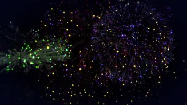 Animación Fuegos Artificiales Multicolores Explotando Fiesta Año Nuevo Concepto Celebración — Vídeo de stock