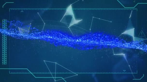 青の背景に接続のネットワークに対する青デジタル波のデジタルアニメーション 世界的なネットワーキングとテクノロジーの概念 — ストック動画