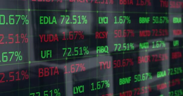 Animación Del Procesamiento Datos Financieros Través Interiores Tiendas Compras Globales — Vídeos de Stock