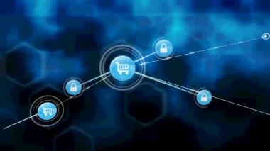 Donanma arkaplanındaki bağlantı ağının animasyonu. bağlantı, teknoloji ve dijital arayüz kavramı dijital olarak oluşturulmuş video.