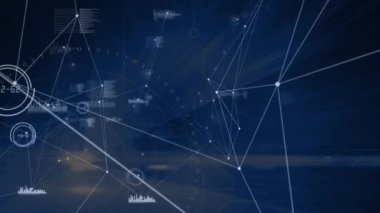 İstatistiklerle bağlantı ağının animasyonu. küresel bağlantılar, iletişim, dijital arayüz ve dijital olarak oluşturulmuş video konsepti.