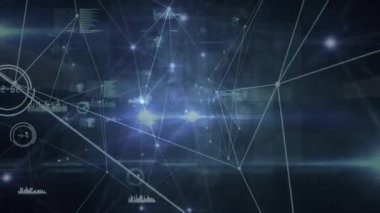 İstatistiklerle bağlantı ağının animasyonu. küresel dijital arayüz, teknoloji ve ağ konsepti dijital olarak oluşturulmuş video.