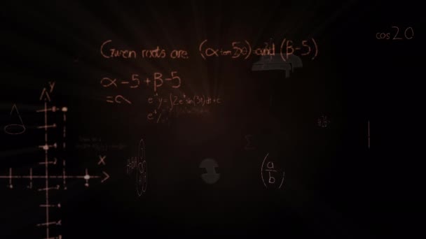 Κινούμενα Σχέδια Μαθηματικών Εξισώσεων Σχέση Τον Υπολογιστή Παγκόσμια Εκπαίδευση Επιστήμη — Αρχείο Βίντεο