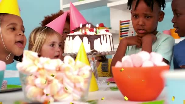 Animação Confete Sobre Crianças Festa Aniversário Festa Infância Celebração Conceito — Vídeo de Stock