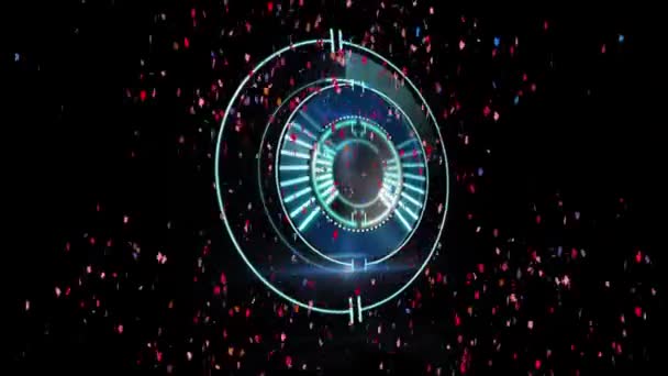 Animation Une Serrure Circulaire Sécurisée Tournant Sur Des Confettis Colorés — Video