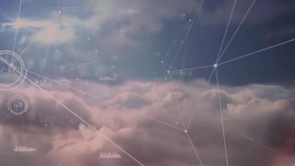 Animace Zpracování Dat Sítích Připojení Cloudech Globální Připojení Obchodní Digitální — Stock video