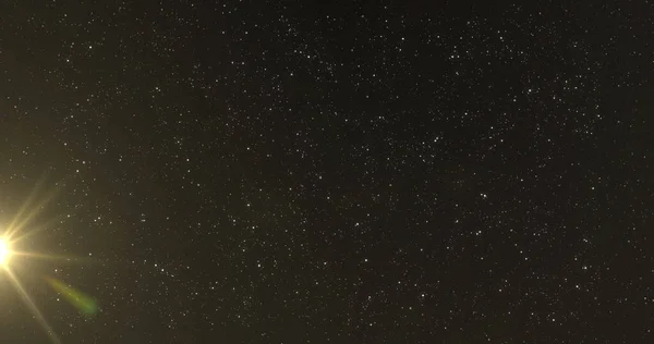 Изображение Светящейся Желтой Звезды Движущейся Гипнотическом Движении Над Звездами Ночном — стоковое фото
