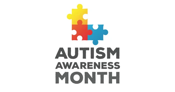 Image Multi Coloured Puzzle Elements Forming Square Words Autism Awareness — Stock Photo, Image