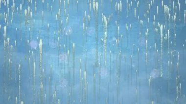 Mavi arkaplan üzerinde bağlantı ağı ve veri işleme ağının animasyonu. bağlantı, teknoloji ve dijital arayüz kavramı dijital olarak oluşturulmuş video.