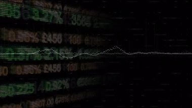 Borsa ve finansal veri işleme animasyonları. küresel finansman, iş dünyası, dijital arayüz ve teknoloji konsepti dijital olarak oluşturulmuş video.