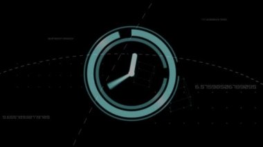 Saatin çalışmasının ve bağlantı ağının animasyonu. bağlantılar, ağlar, teknoloji ve dijital arayüz konsepti dijital olarak oluşturulmuş video.