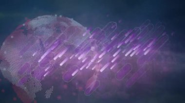 Mavi arkaplan üzerindeki dünya ile bağlantı ağının animasyonu. bağlantı, teknoloji ve dijital arayüz kavramı dijital olarak oluşturulmuş video.