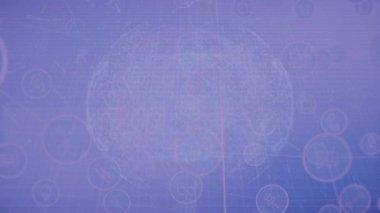 Veri işleme animasyonları ve dünya ve bağlantı ağı ikonları. bağlantı, teknoloji ve dijital arayüz kavramı dijital olarak oluşturulmuş video.