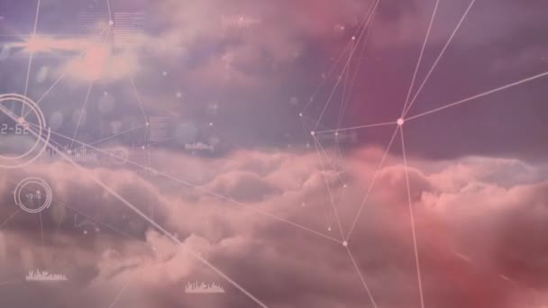 Animação Redes Conexões Sobre Nuvens Conexões Globais Interface Digital Tecnologia — Vídeo de Stock
